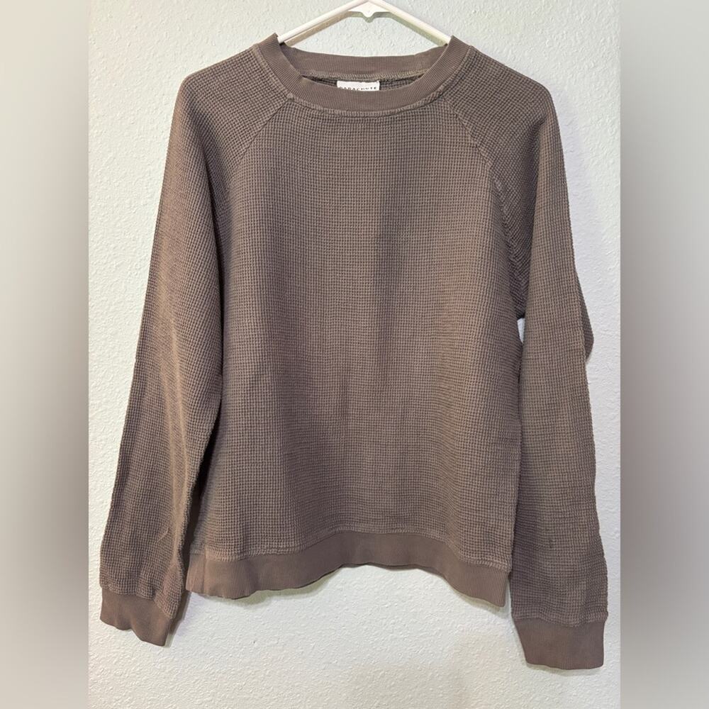 Parachute Home Men's Waffle Pajama Lounge Set Top Only Gray/Brown S